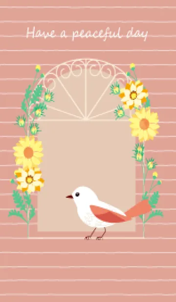 [LINE着せ替え] Flowers and bird, soft orange.の画像1