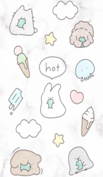 [LINE着せ替え] 暑いね♡Greige02_1の画像1