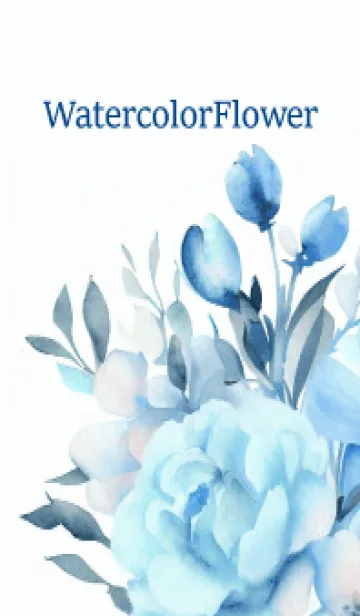 [LINE着せ替え] Watercolor Lightblue Flower-hisatoto-16の画像1