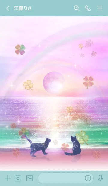 [LINE着せ替え] 願いが叶う✨ストロベリームーンとネコ4の画像2