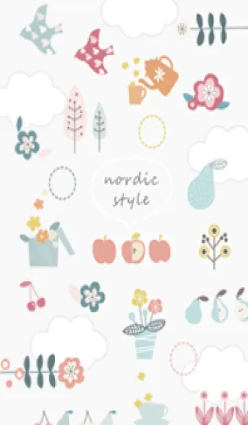 [LINE着せ替え] 花と果物♡グレー01_1の画像1