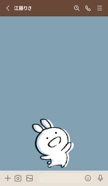 [LINE着せ替え] ベージュと青 : まるうさ7の画像2