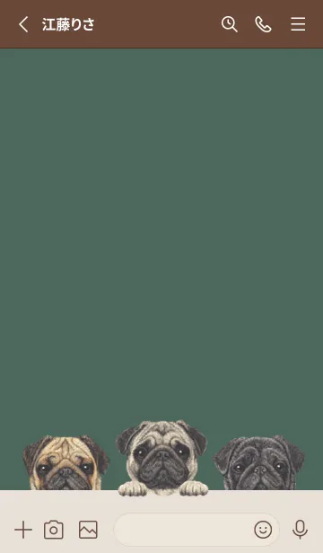 [LINE着せ替え] ワンワン！- パグ -ダスティダークグリーンの画像2