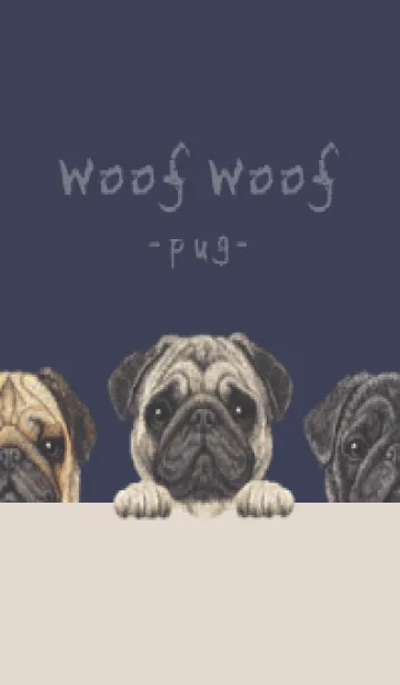 [LINE着せ替え] ワンワン！ - パグ - ダスティネイビーの画像1