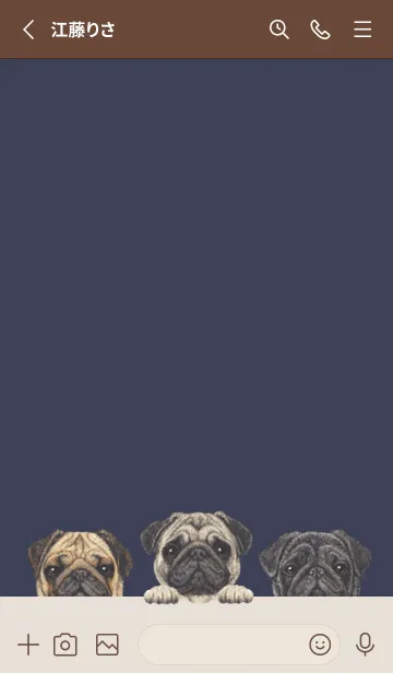 [LINE着せ替え] ワンワン！ - パグ - ダスティネイビーの画像2