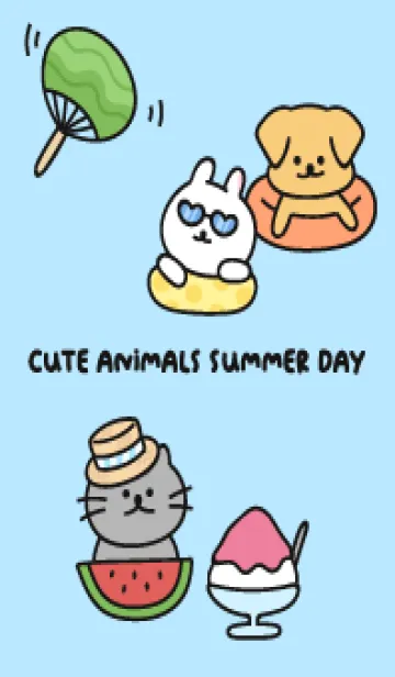 [LINE着せ替え] Cute Animals Summer Dayの画像1