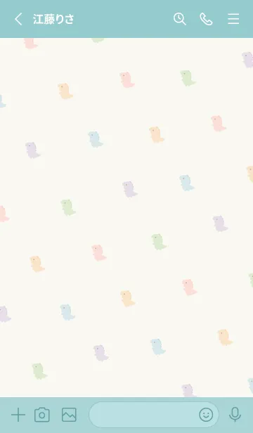 [LINE着せ替え] カラフル恐竜 /緑ベージュの画像2