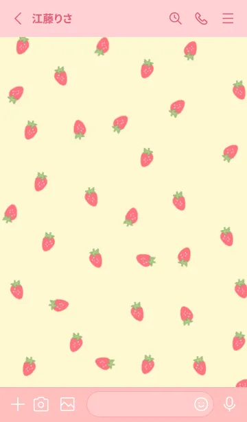 [LINE着せ替え] strawberry_pattern (yellow pink)の画像2