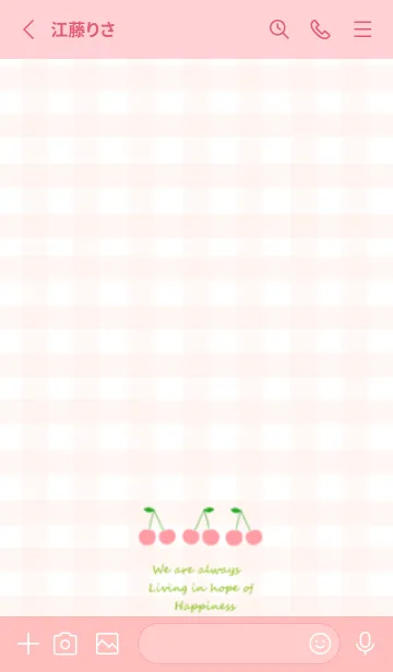 [LINE着せ替え] さくらんぼ / ピンクチェックの画像2