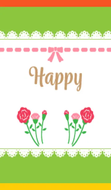 [LINE着せ替え] リボン レース カーネーション 赤と黄色の画像1