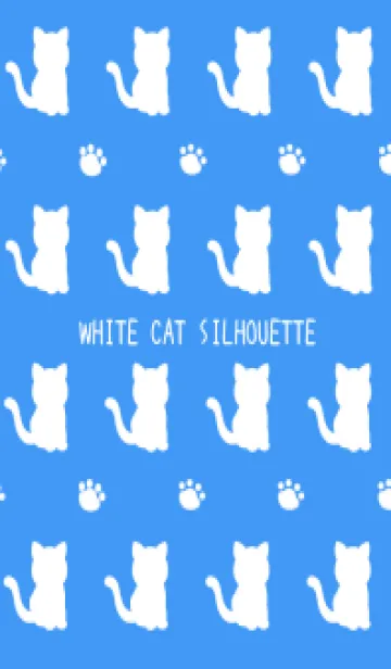 [LINE着せ替え] 幸せの白猫シルエット/ブルー/ベージュの画像1