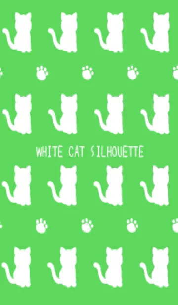 [LINE着せ替え] 幸せの白猫シルエット/グリーン/ベージュの画像1