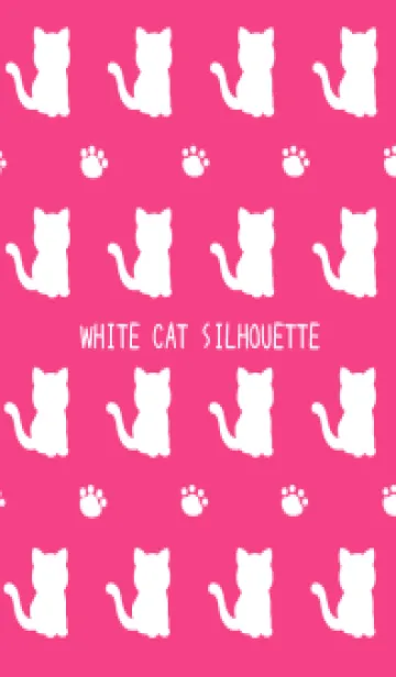 [LINE着せ替え] 幸せの白猫シルエット/レッド/ベージュの画像1