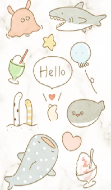 [LINE着せ替え] 海のゆるキャラ♡beige05_1の画像1