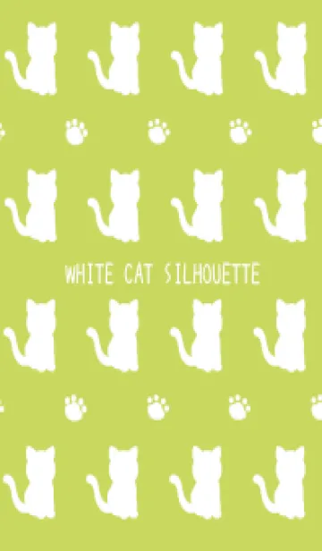 [LINE着せ替え] 幸せの白猫シルエット/抹茶カラーの画像1