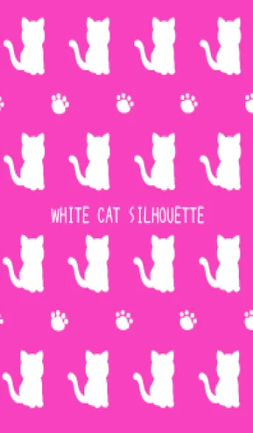[LINE着せ替え] 幸せの白猫シルエット/ピンクレッドの画像1