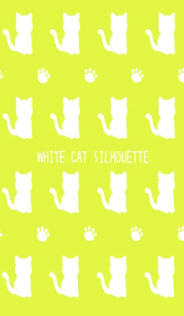 [LINE着せ替え] 幸せの白猫シルエット/薄黄緑色の画像1