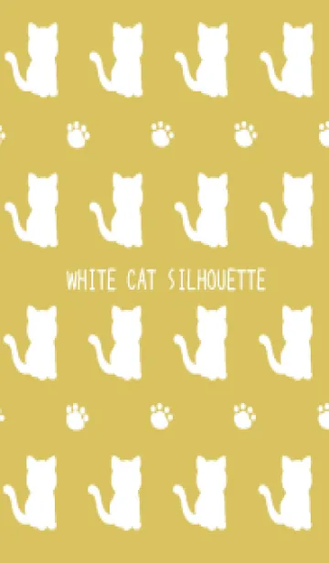 [LINE着せ替え] 幸せの白猫シルエット/マスタードイエローの画像1