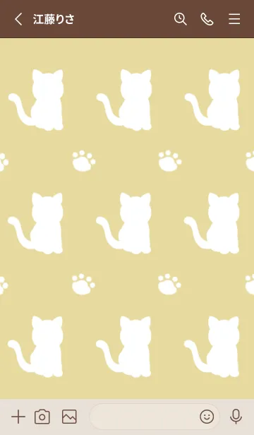 [LINE着せ替え] 幸せの白猫シルエット/マスタードイエローの画像2