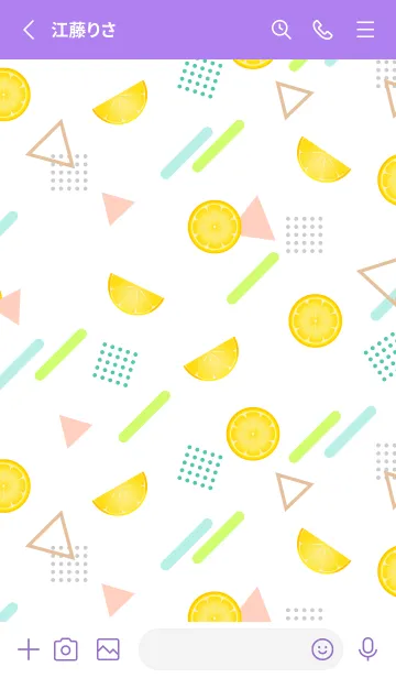 [LINE着せ替え] レモンのメンフィス風柄B 紫色の画像2