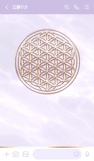 [LINE着せ替え] Flower of Life - Gold (L) - パープル 01の画像2