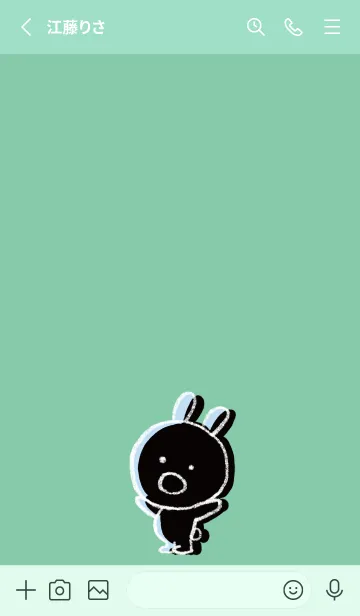 [LINE着せ替え] ミントグリーン : くろいまるうさ2の画像2