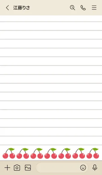 [LINE着せ替え] 幸せチェリーノート/レッド/ベージュの画像2