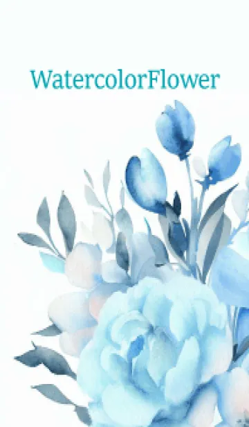 [LINE着せ替え] Watercolor Lightblue Flower-hisatoto-20の画像1