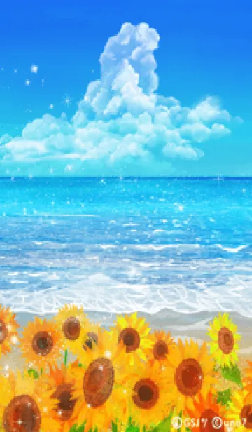 [LINE着せ替え] 夏の海とひまわり畑の画像1