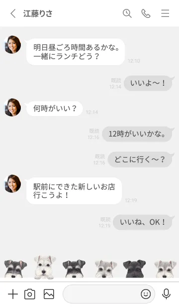 [LINE着せ替え] DOGS - シュナウザー - ホワイト/グレーの画像3