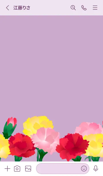 [LINE着せ替え] カラフルなカーネーション 薄い紫の画像2