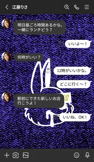 [LINE着せ替え] カラー デニム バニー 50の画像3