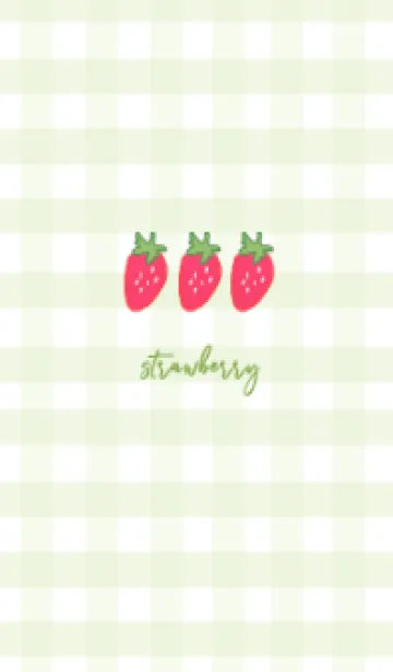 [LINE着せ替え] いちご×チェック柄 (yellowgreen)の画像1