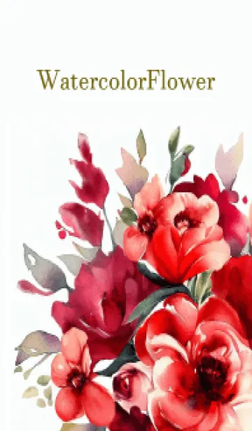 [LINE着せ替え] Watercolor Red Flower-hisatoto-10の画像1