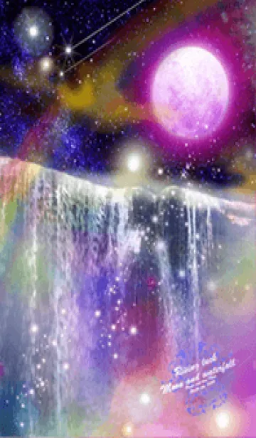 [LINE着せ替え] 願いが叶う✨月と虹色に光る滝2の画像1