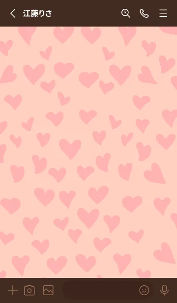 [LINE着せ替え] かわいいハートたち 茶色の画像2