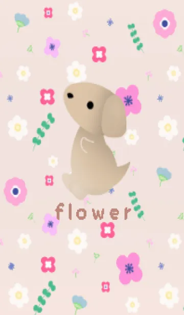 【北欧フラワー】ダックス犬17ベージュの着せ替えメイン画像