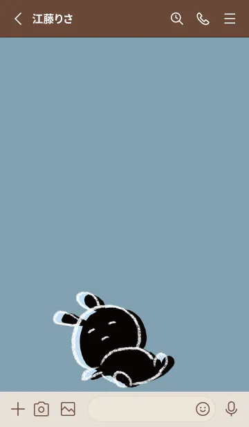 [LINE着せ替え] ベージュと青 : くろいまるうさ3の画像2