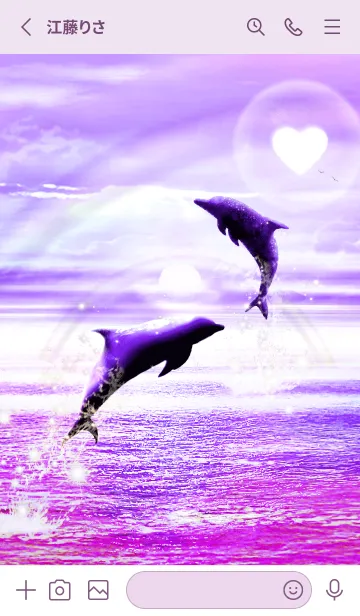 [LINE着せ替え] 恋愛運 ♥Lucky Dolphin purple2♥の画像2