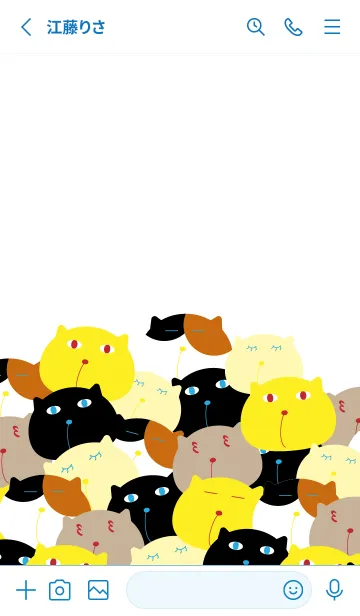 [LINE着せ替え] ねこいっぱい 白と青の画像2