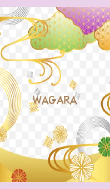 [LINE着せ替え] 花と雲の和柄 薄い紫の画像1