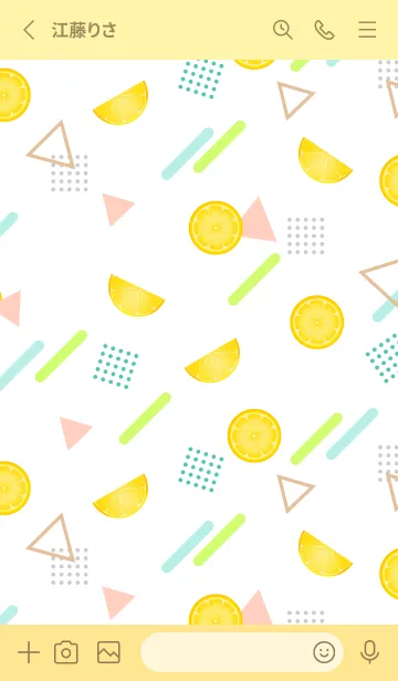 [LINE着せ替え] レモンのメンフィス風柄B 薄い黄色の画像2