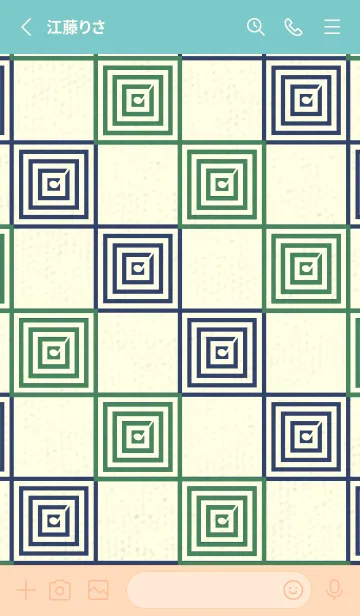 [LINE着せ替え] 和音 市松模様 音符  緑青色の画像2