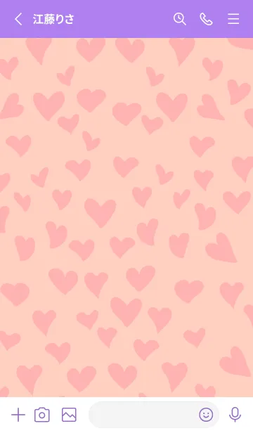 [LINE着せ替え] かわいいハートたち 紫色の画像2