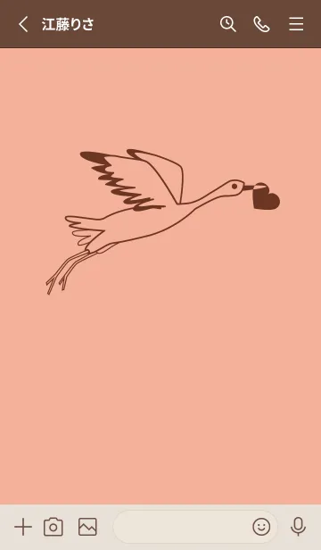 [LINE着せ替え] 鳥とハート 一斤染の画像2