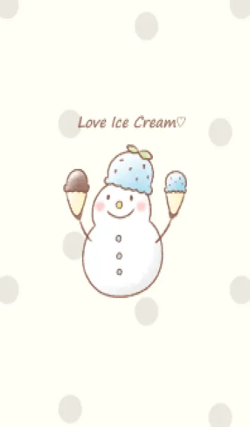 [LINE着せ替え] 雪だるまとアイス -チョコミント- ドットの画像1