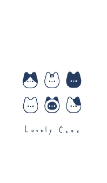 [LINE着せ替え] ゆるいねこ / 白とネイビー.の画像1