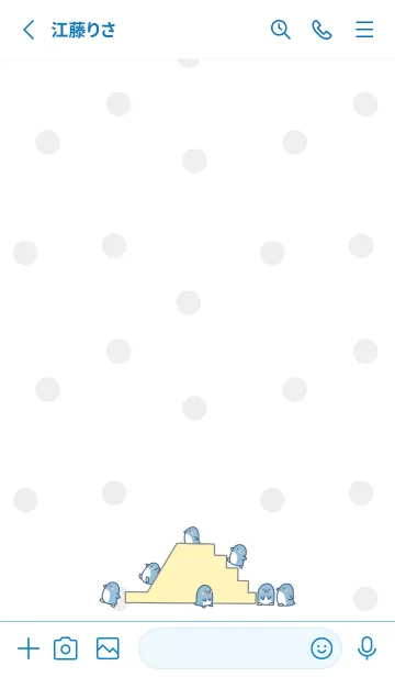 [LINE着せ替え] ペンギンすべりだい -ホワイト- ドットの画像2