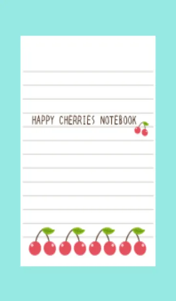 [LINE着せ替え] 幸せチェリーノート/ブルーグリーンの画像1