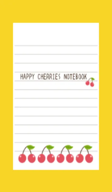 [LINE着せ替え] 幸せチェリーノート/イエロー/朱色の画像1